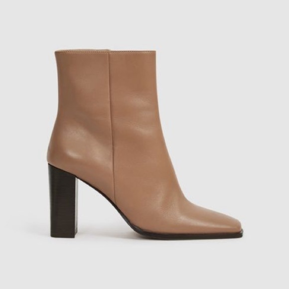Reiss CASEY SQUARE TOE BLOCK HIGH HEEL BOOT